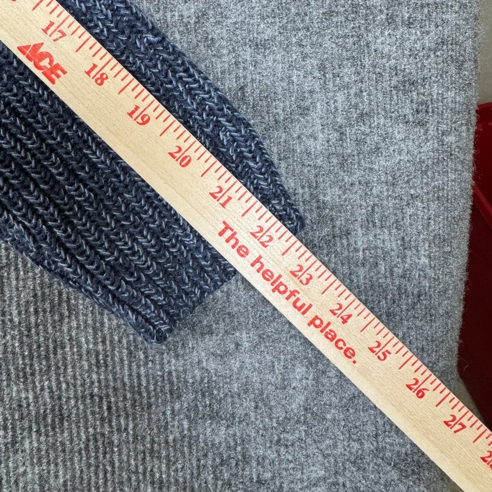 LL Bean Mens Henley Sweater Blue Marled Cotton Knit Pullover 0BJA9 Medium Reg